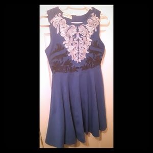 Blue skater mini casual dress